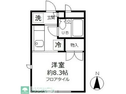 ツインズ(ワンルーム/1階)の間取り写真