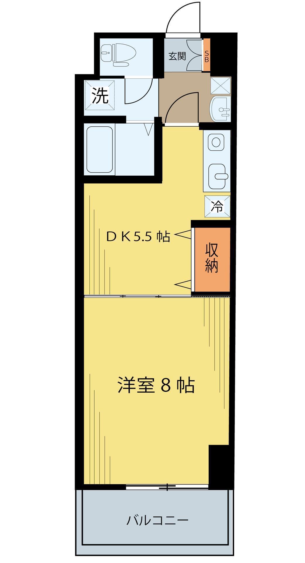 ベルシティ榴ヶ岡(1DK/8階)の間取り写真