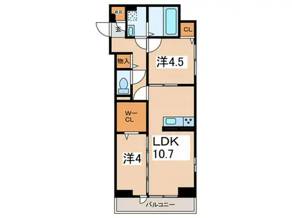 グリシーヌ(2LDK/3階)の間取り写真