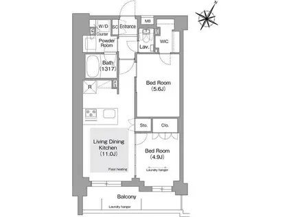 コンフォリア・リヴ文京護国寺(2LDK/2階)の間取り写真