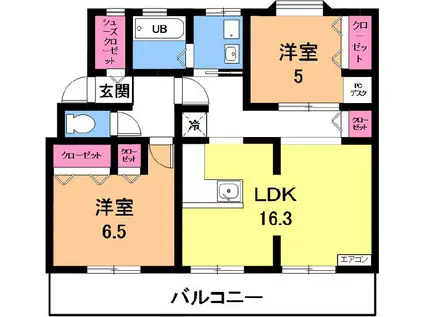 ファミール柏原(2LDK/3階)の間取り写真