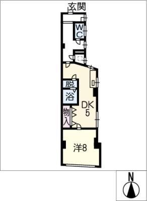 QUAビル(1DK/3階)の間取り写真