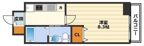 エルプレイス京橋(1K/8階)の間取り写真
