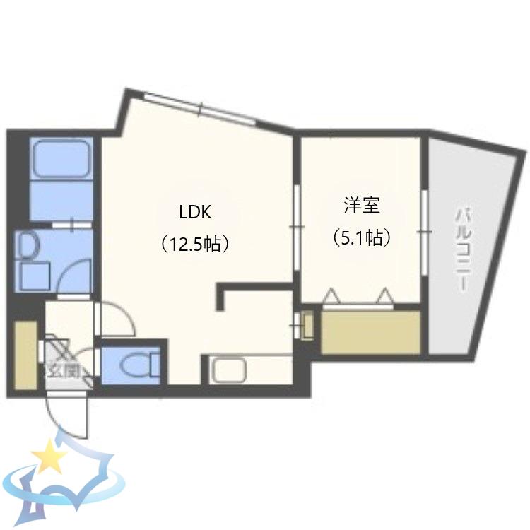 AQUA CITY.STELLA(1LDK/2階)の間取り写真