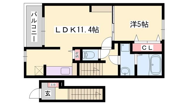 ボニート(1LDK/2階)の間取り写真