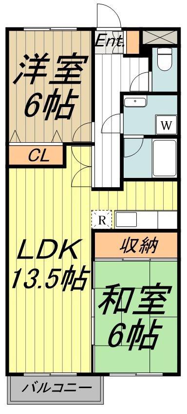 吉祥寺北町ハイム(2LDK/2階)の間取り写真