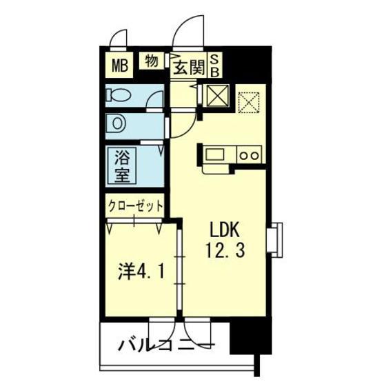 ライズ熊大病院前II(1LDK/2階)の間取り写真