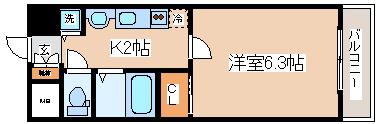 プレミアムコート神戸三宮(1K/5階)の間取り写真