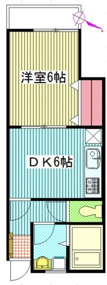 メゾン葉月(1DK/2階)の間取り写真