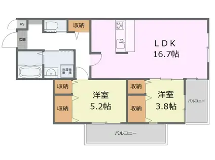 メゾン コンフォール(2LDK/1階)の間取り写真
