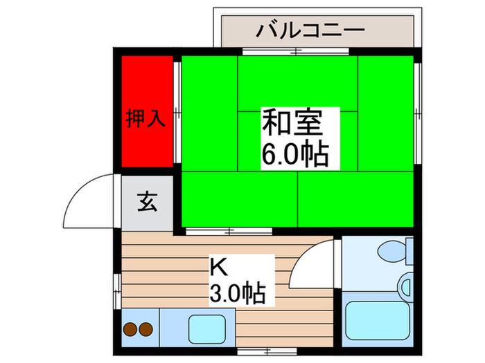 ハイツ高安(1K/2階)の間取り写真