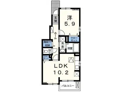 カレント・ベル(1LDK/1階)の間取り写真