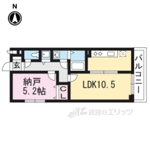 ラフト御所南(1LDK/2階)の間取り写真