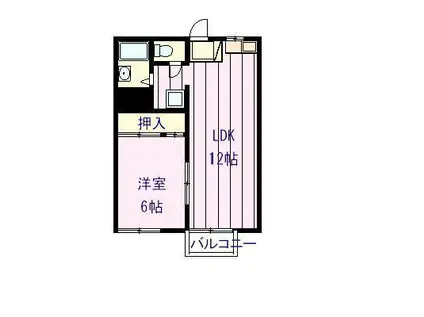 KNハイツ(1LDK/1階)の間取り写真