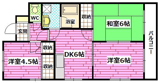 エムズハウス(3DK/2階)の間取り写真