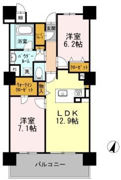 ロイヤルパークスERささしま サウス(2LDK/12階)の間取り写真