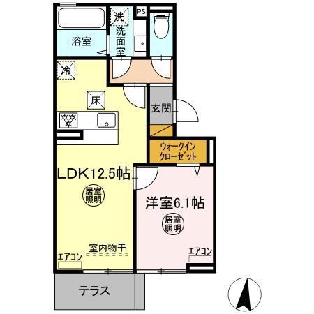 KOCHIA N・S S棟(1LDK/1階)の間取り写真