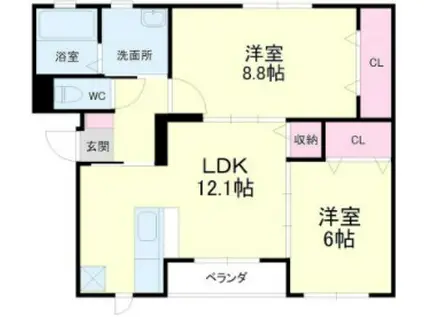 FILL BLANC(2LDK/3階)の間取り写真