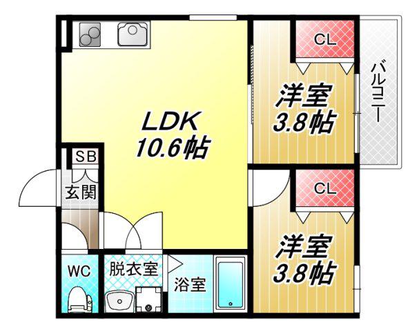 D PORTA GRANZ(2LDK/3階)の間取り写真
