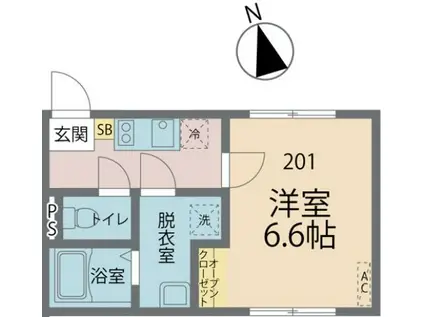 カインドネス志木(1K/2階)の間取り写真