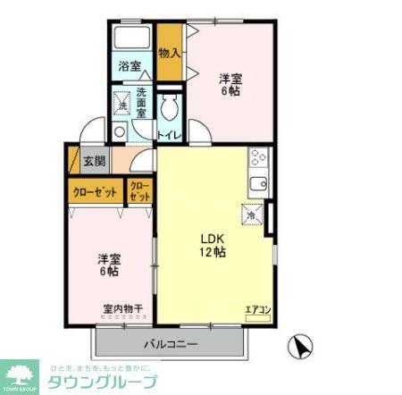 ロイヤルスクエアD(2LDK/2階)の間取り写真