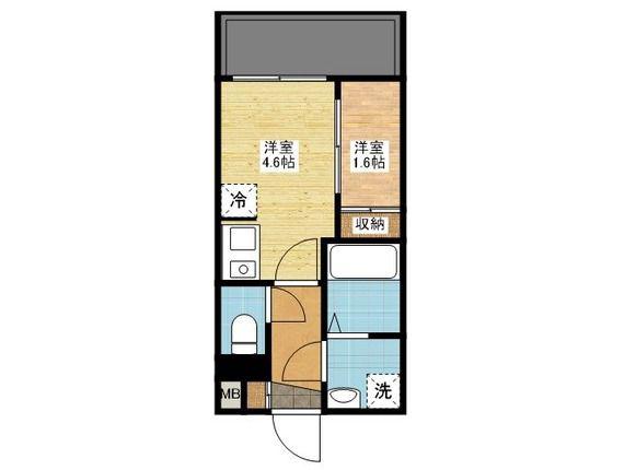 MODERN PALAZZO 長崎ノース(1DK/2階)の間取り写真