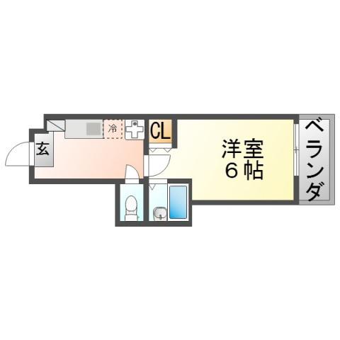 イーズ千里山(1K/4階)の間取り写真
