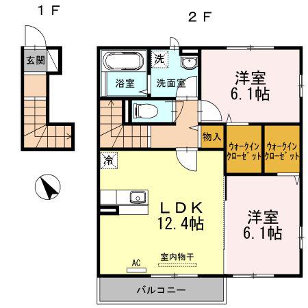 クレイン(2LDK/2階)の間取り写真