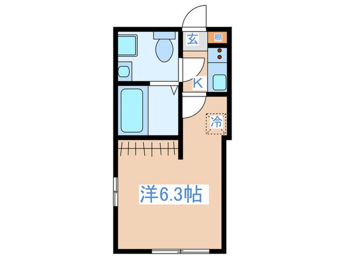 T-SQUARE八王子(1K/1階)の間取り写真