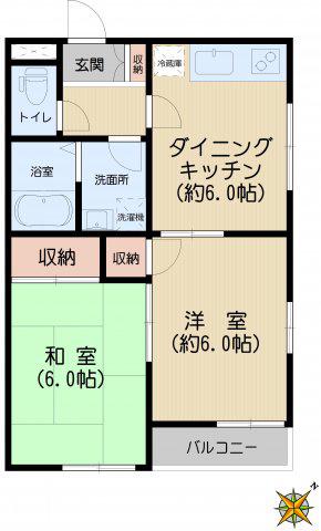 サンホープ白山(2DK/2階)の間取り写真
