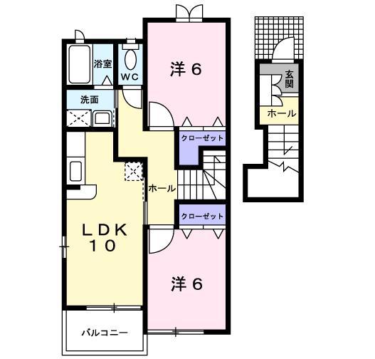 チェルシーI(2LDK/2階)の間取り写真