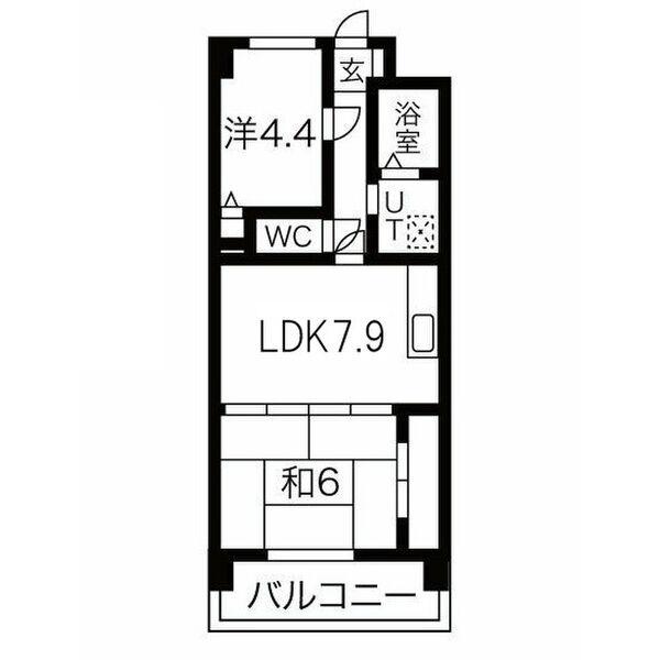 オルゴグラート放出(2LDK/4階)の間取り写真