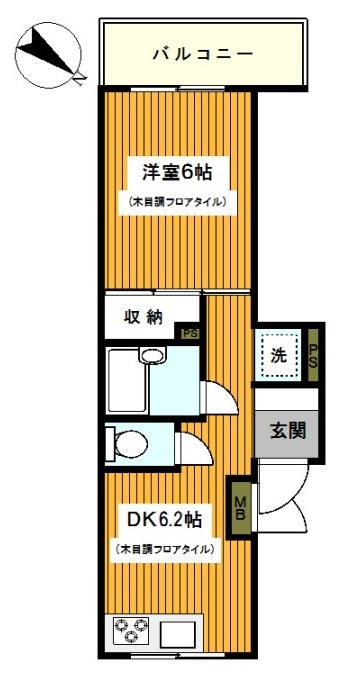 コンドミニアムメイ大倉山(1DK/1階)の間取り写真