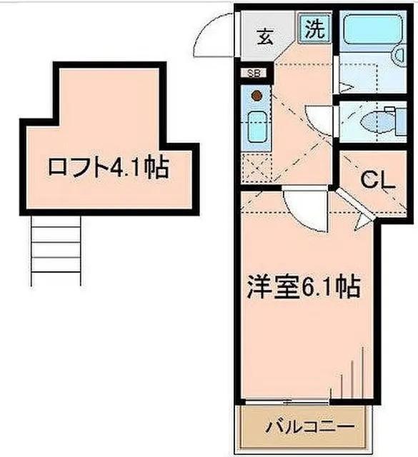 ラ・メール溝の口(1K/1階)の間取り写真