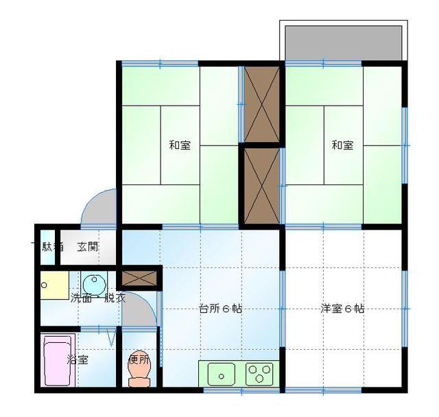 レジデンスみすず(3DK/2階)の間取り写真