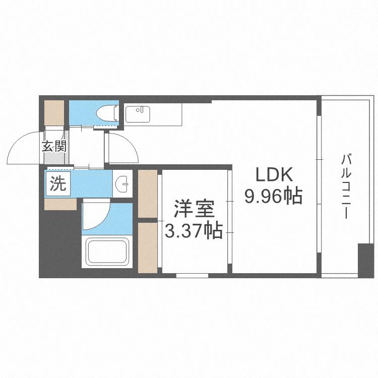 プレジオ弁天町EURO(1LDK/6階)の間取り写真