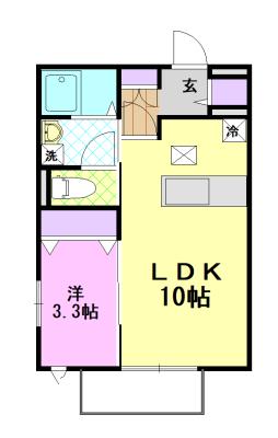 K・フォレスト(1LDK/2階)の間取り写真