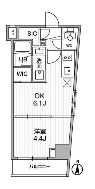シーフォルム西小山(1DK/1階)の間取り写真