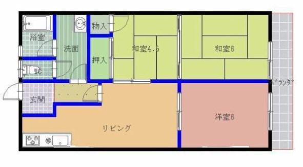 ハウス七福館(3LDK/3階)の間取り写真
