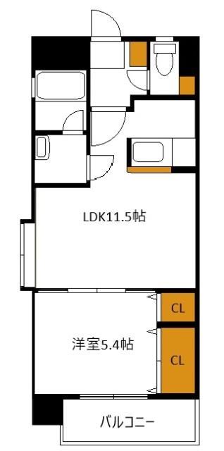 エスティII(1LDK/2階)の間取り写真