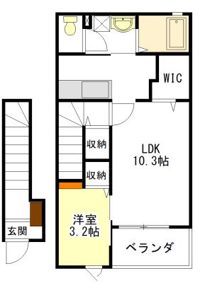 ルミナスコート(1LDK/2階)の間取り写真