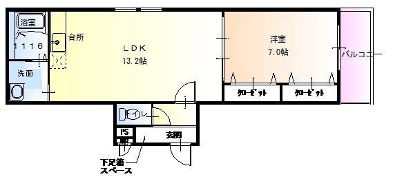 グランシエル オオタ(1LDK/2階)の間取り写真