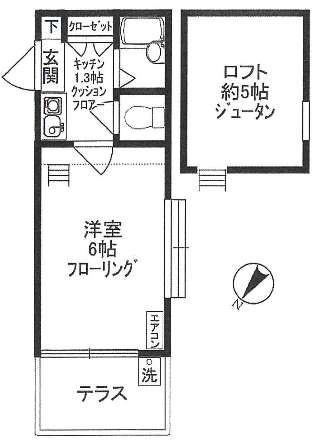 メイプルハウス(1K/1階)の間取り写真
