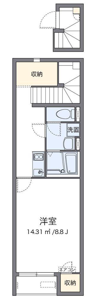 クレイノプルメリア23(1K/2階)の間取り写真