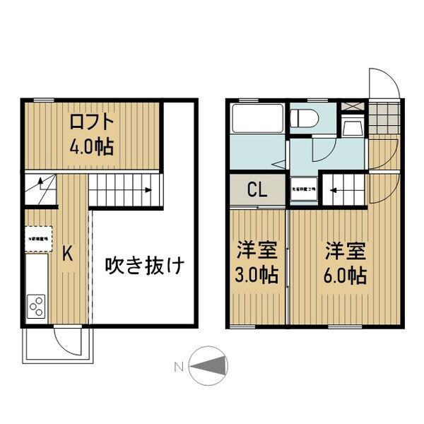サンアリーナ北頭(1LDK/1階)の間取り写真