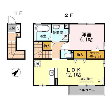 セジュールサクシード(1LDK/2階)の間取り写真