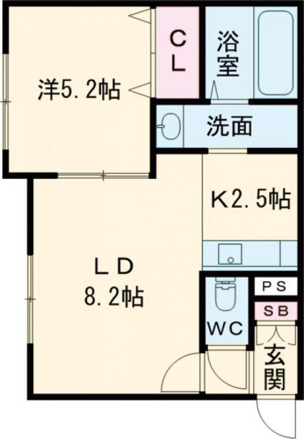 デ・ラ・ヴィル(1LDK/1階)の間取り写真