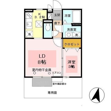 サンライズ城南(1LDK/1階)の間取り写真
