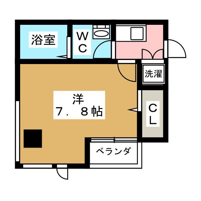 プランドール山菱(1K/4階)の間取り写真