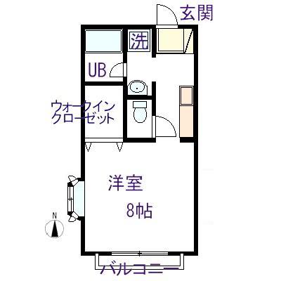 藤ハイツ(1K/2階)の間取り写真